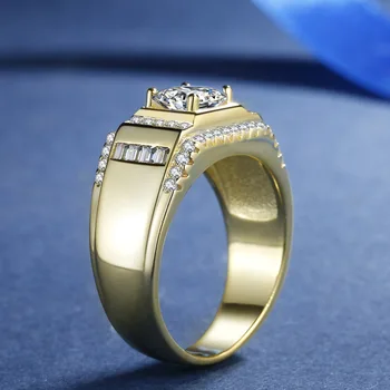 925 sterling srebro Moške luksuzni polno junaštvo diamant diamantni prstan prekrita platine zlato vzdušje moški prstan Moški darilo