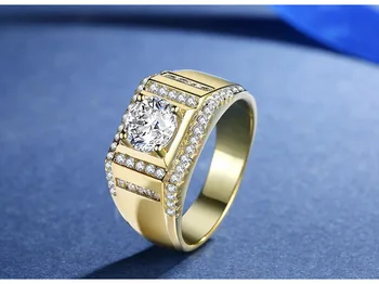 925 sterling srebro Moške luksuzni polno junaštvo diamant diamantni prstan prekrita platine zlato vzdušje moški prstan Moški darilo