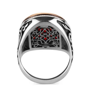 925 sterling srebro ročno izdelan nakit, ruby moški prstan
