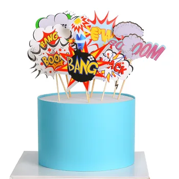 9pcs Risanka Prepoved Raketa Happy Birthday Cake Pokrivalo Srčkan Cupcake Pokrivalo za Fantka Rojstni dan Namiznih Cupcake Dekor Dobave