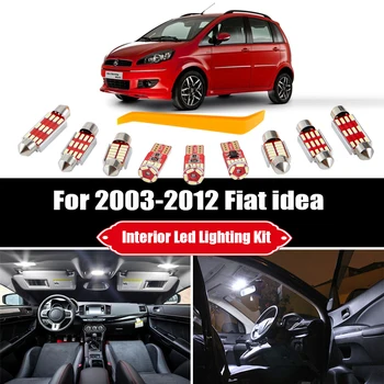 9pcs Za 2003-2012 Fiat ideja Bela Canbus Napak LED Svetila Notranja LED Dome Strop Strehe Zemljevid Luči Komplet za Avto Oprema