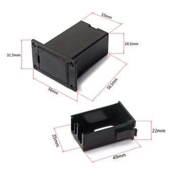 9V Baterijo Primeru Imetnik Polje Prostor za Akustično Kitaro, Bas Pickup Črna