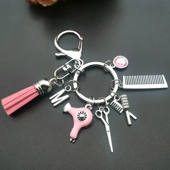 A-Z Pričeska Darilo Čar Tassel Keychain Retro Nakit Mini Frizerske Škarje Za Lase Glavnik Keychain