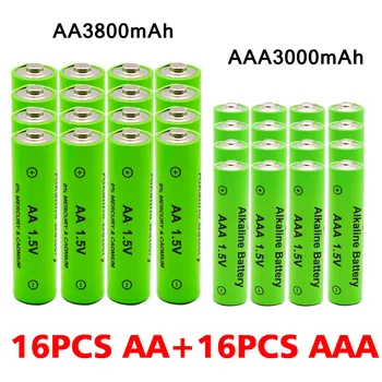 AA + AAA AA 1,5 V 3800mAh / 1,5 V AAA 3000mah Alkalne Baterije Bliskavico Igrače Watch MP3 Predvajalnik Zamenjajte baterije za polnjenje Ni-Mh Baterije