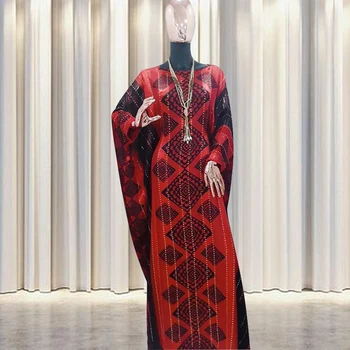 Abaya Dubaj Geometrijski Vzorec Tiskanje Muslimansko Obleko Lady Stranka Evropske Oblačila American Oblačila Afriške Design Svoboden Robe