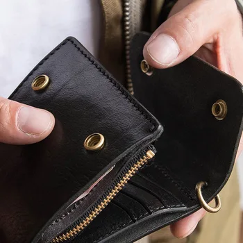 AETOO Rastlinsko strojeno usnje kratek denarnica, moška retro preprost denarnice, vozniško dovoljenje modne denarnice