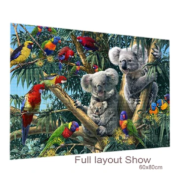 Afriške Živali Diamond Vezenje Koala Papiga Volk DIY Diamond Slikarstvo Polni Sveder Kvadratnih Mozaik Navzkrižno Šiv Ročno Darilo