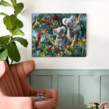 Afriške Živali Diamond Vezenje Koala Papiga Volk DIY Diamond Slikarstvo Polni Sveder Kvadratnih Mozaik Navzkrižno Šiv Ročno Darilo
