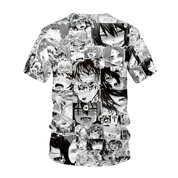 Ahegao T-shirt Anime 3D Tiskanja Moški Ženske Ulične Hentai Vzorec O-Vrat Hip Hop T Shirt Harajuku Priložnostne Vrhovi Seksi Dekle Oblačila