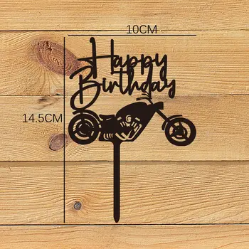 Akril Happy Birthday Cake Toppers, motorno kolo, Pokrivalo Torto Pokrivalo Otroci Avto Torto Dekoracijo Stranka Peko DIY Dekor