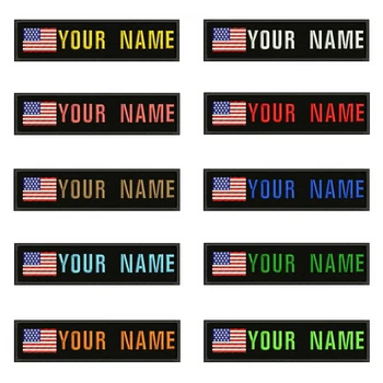 Ameriško Zastavo ZDA 10x2.5 cm Vezenje po Meri Ime Besedilo Obliž Proge značko, iz Železa Ali Velcro Varnostno Obliži zda
