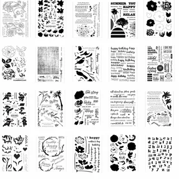 Angleške Besede Rastlin in Črke Prozoren Silikonski Jasno Žig Za Scrapbooking DIY Obrti Dekoracijo Mehko Žig
