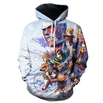 Anime Hoodies Napad Na Titan 3D Tiskanja Hooded Majica Moški Ženske Priložnostne Modni pulover s kapuco Puloverju Cosplay Hip Hop Otroci Vrhovi Plašč