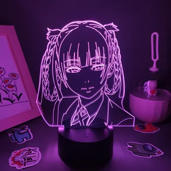 Anime Kakegurui Slika Kirari Momobam 3D LED RGB Noč Svetlobe Kul Darilo za Prijatelja, Lava Svetilka Otrok Spalnica nočno omarico Dekor