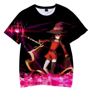 Anime Konosuba 3D Natisnjeni T-Shirt Megumin Ulične Moški Ženske Priložnostne Moda Prevelik Tees Unisex Vrhovi Majice