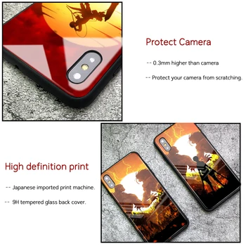 Anime Napad na Titan Er Jager Telefon Primeru, Kaljeno Steklo Primeru Telefon za iPhone X XR XS 12 11 Pro Max 6 6S 7 8 Plus Anti-jesen