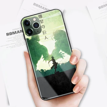 Anime Napad na Titan Er Jager Telefon Primeru, Kaljeno Steklo Primeru Telefon za iPhone X XR XS 12 11 Pro Max 6 6S 7 8 Plus Anti-jesen