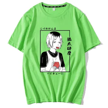 Anime Nekoma Kenma Kozume Haikyuu Cosplay Harajuku Tiskanje Kratkimi Rokavi T-shirt Moški Momen Priložnostne Svoboden Kratkimi Rokavi Tshirt
