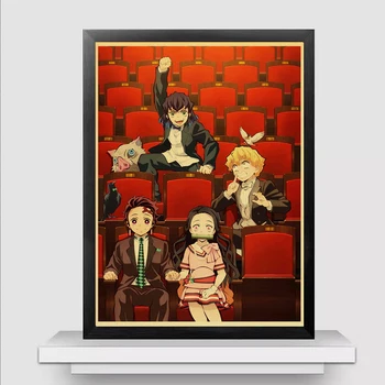 Anime Plakat Demon Slayer Kimetsu ne Yaiba Mugen Ressha-Kokoš Retro plakat Doma dekoracijo Slikarstvo Soba Stenske nalepke