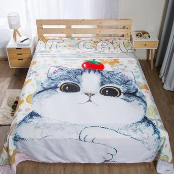 Anime Poliester Flatsheet za 4 m 5 m 6 m Postelja za Odrasle ali Otroke Bedsheet Risanka Luštna Mačka 3D Tiskanja Bedspread Tekstil Doma