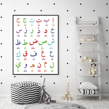 Arabske Številke Abeceda Islamske Vrtec Plakat Platno Stensko Slikarstvo Umetnost Natisniti Sliko za Otroke Spalnica Notranjost Doma Dekoracijo
