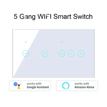 ASEER Pametnega Doma WiFi Smart Touch Stikalo 5 Banda ,90--240 Tuya/Ewelink WIFI Stikalo,Podporo Alexa/googlova Domača stran Glasovni Nadzor