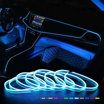 Avto EL Žice LED Svetloba Notranja Neonska Razsvetljava Garland Žičnih Vrvi Cev Okolja LED Trak Okraski za gibljivo Cev Barve Auto Led