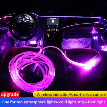 Avto LED Stopala Svetlobo Okolice Svetilko Z Bluetooth APP Glasbe za Nadzor Več Načinov Auto Notranje Dekorativne RGB Trak Svetlobe na Prostem