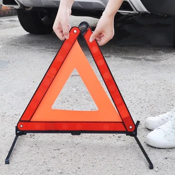 Avto Trikotnik Odsevni Trak Sili Razčlenitev Opozorilni Trikotnik Znak Rdeče Reflektivni Nevarnost Zložljive Auto Dodatki