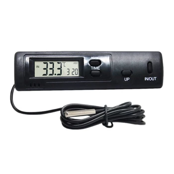 Avtomobilske Gospodinjski Hladilnik Digitalni Termometer in Ura V&Out Dvojni Senzor Temperature z 1m senzor ℃/℉ 12/24 Urni
