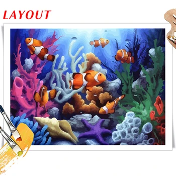 AZQSD Barve Z Številkami Ribe Morske Želve Handpainted Slikarstvo, Umetnost Dom Dekor, Barvanje Z Številkami Živali Abstraktna Umetnost Edinstveno Darilo