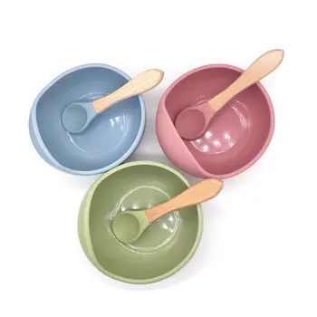 Baby Hranjenje Bowl Nabor Silikonska Vodotesna Žlico Non-Slip Zanič Osnovno Ploščo BPA Free Servis Sadje Hrana Za Otroke