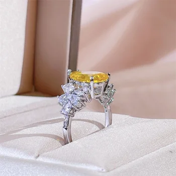 Bague Ringen klasično srebrno 925 nakit prstan za čar dama z vodo spustite obliko šampanjec barve dragih kamnov svate darilo