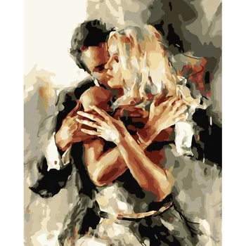 Barvanje Z Številkami DIY Dropshipping 40x50 60x75cm Ljubezen, moški in ženske, ples, Slika, Platno Poročno Dekoracijo slikah Darilo
