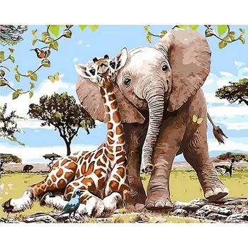 Barve Za Številke, Živali, Pisane Olje Slika Risba DIY Kompleti Za Odrasle Akril Pleskanje, Barvanje S Številko Dekoracijo Umetnosti