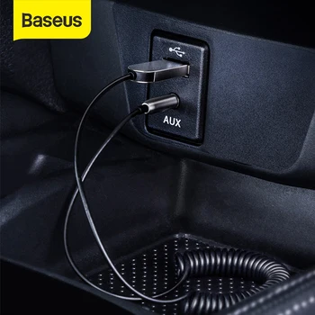 Baseus Car Audio Bluetooth Sprejemnik AUX 3.5 MM Jack, Bluetooth Adapter za Avto Zvočnik Oddajnik Glasbe s Ključem Kabel
