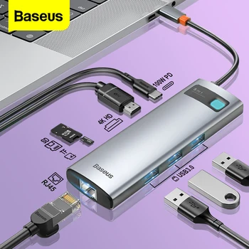 Baseus USB C ZVEZDIŠČE USB Tip C Multi 3.0 HUB 3 0 za Macbook Pro Air Surface Pro 7 USB Ethernet Omrežno ZVEZDIŠČE USB-C Splitter Adapter