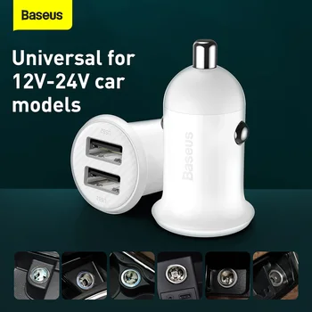 Baseus Zrn Pro Avto Polnilnik Za 4,8 Dvojno USB Polnilnik Hitro Adapter za iPhone, Samsung Huawei Telefon Xiaomi Tablet