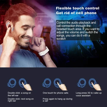 BassPal Brezžični Čepkov Slušalke za v Uho Hrupa Preklic Sport Slušalke Bluetooth 5.0 TWS Touch Kontrole Vodotesne Slušalke