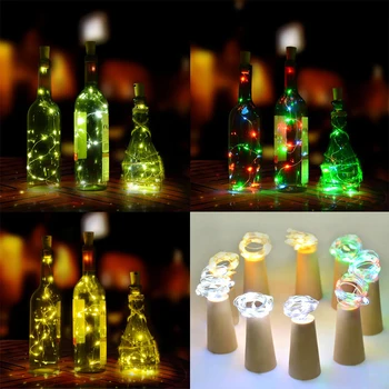 Baterija napaja iz plute steklenico vina svetlobe 1m / 2m DIY LED niz lightbar svetlobe rojstni dan steklenico vina zamašek svetlobni trakovi