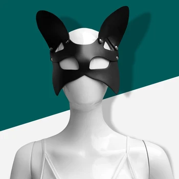 BDSM Spol Masko Za Obraz Ženske Fox Cosplay Usnje cat Masko Fetiš Seksi Črna Maškarada Erotično Salve Maske Ropstva Dodatki