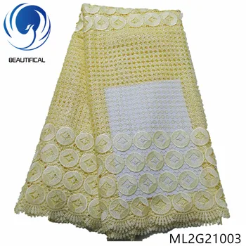 BEAUTIFICAL bele čipke nigerijski vezenje kabel čipke tkanine 5 metrov guipure tkanine, nigerija ML2G210