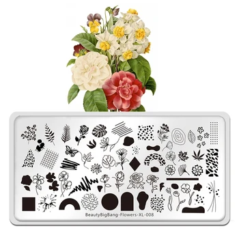 Beautybigbang Nail Art Tiskarske Plošče Slog Cvet Slika 6*12 cm Žig Predlogo Cvet XL-008