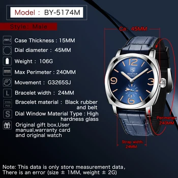BENYAR Design 2021 Nove Luksuzne Moške Automatic Mehanski Poslovnih Ure Multi-funkcionalne Visoke kakovosti Usnja Nepremočljiva Watch
