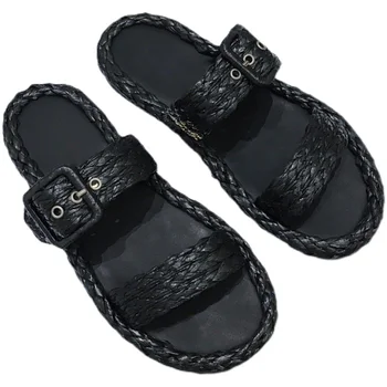 Beseda, s usnjene sandale 2021 nove ženske čevlje poletne tkanine toe platformo pravljice počitnice sandali in natikači