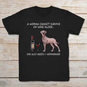 Blagovne Znamke Ženska Ne More Preživeti Na Vino, Sam Ona Potrebuje Tudi Weimaraner T-Shirt 2019 Moški T-Shirt Kratek Rokav