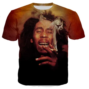 Bob Marley 3D Natisnjeni T-shirt Moda Priložnostne Harajuku Slog Kratek Rokav Unisex Rapper Bob Marley Ulične Hip Hop T-majice