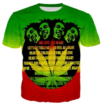 Bob Marley 3D Natisnjeni T-shirt Moda Priložnostne Harajuku Slog Kratek Rokav Unisex Rapper Bob Marley Ulične Hip Hop T-majice