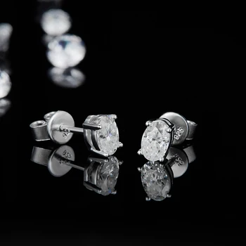 BOEYCJR 925 F barve prepogniti za 0,5 ct 4*6 mm Moissanite VVS Fine Nakit Diamantni Stud Uhan Z certifikat za Ženske, Fift