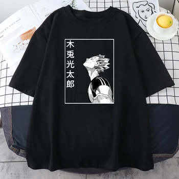 Bokuto Koutarou Anime Haikyuu Ženske T-Shirt korejski Slog Priložnostne Majice 2021 Poletje Cool Majica Fashion Black Tees Za Dekleta